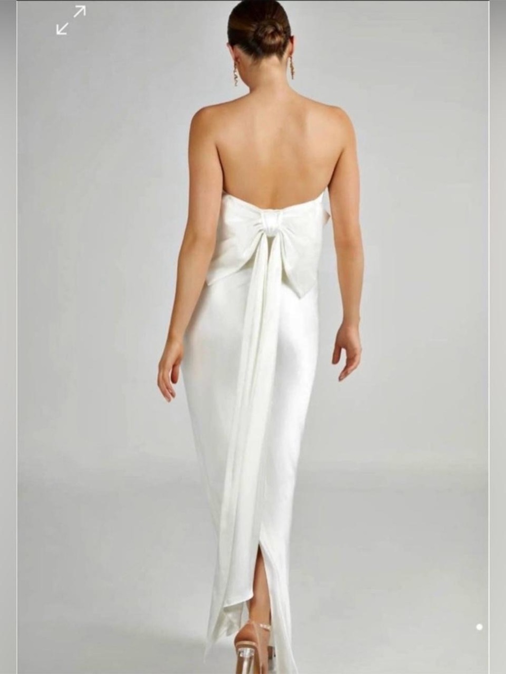 Bow Back Satin Strapless Wedding Dress — Ivory